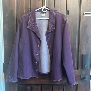 Purple Contrast Stitch Denim Jacket